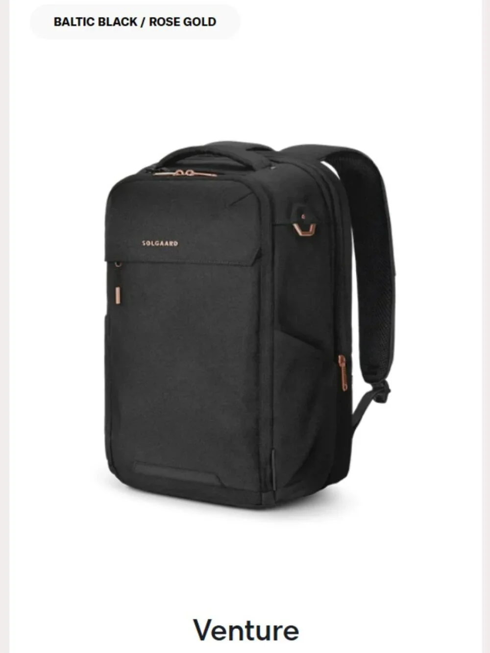 RARE Solgaard Venture Backpack w/ Closet Baltic Black Rose Gold Large NWT